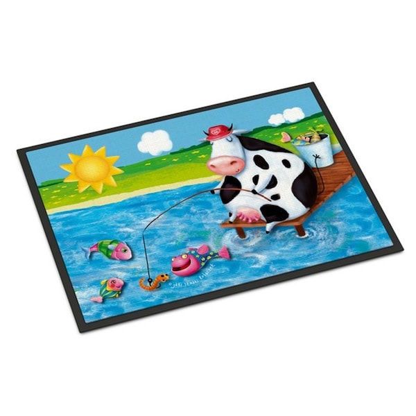 Carolines Treasures Cow Fishing Off of a Pier Indoor or Outdoor Mat, 24 x 36 in. APH0085JMAT - main